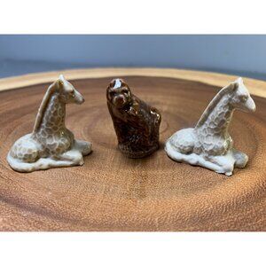 Vintage Wade Whimsies Ceramic Miniature Animal Figurines Set Giraffes Gorilla